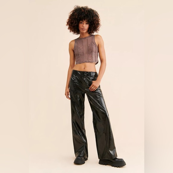 Free People Star-Crossed Lovers Vegan Leather‎ Pants size 0 NWT - Picture 2 of 7